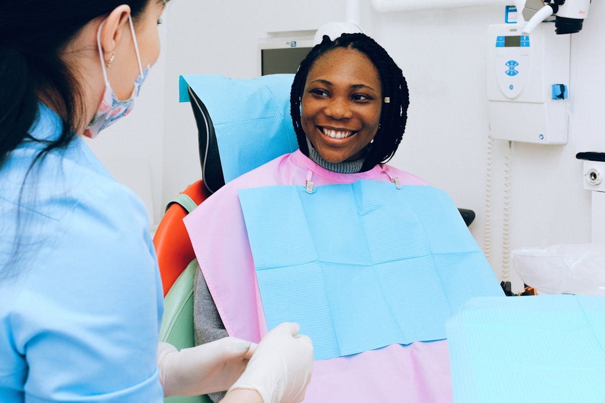 Child at the dentist for early orthodontic assessment
